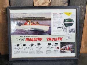 lot 103 image: Vintage Framed Mercury Cruiser Advertising