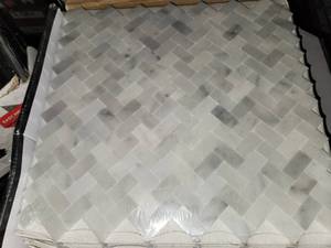 40 boxes frost white herringbone marble mosiac tile