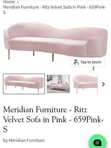 Ritz Velvet Sofa in Pink