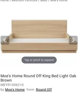 lot 8 image: Moes Home Round Off King Bed frame Light Oak Brown