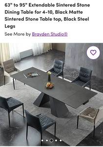 lot 46 image: 63 Extendable Sintered Stone black matte dining table