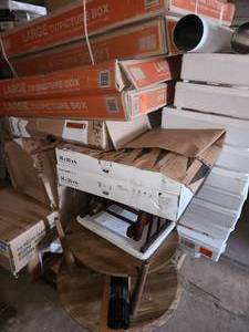 lot 66 image: Pallet furniture and moving boxes