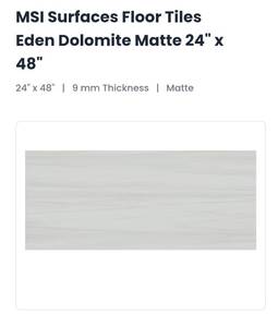 lot 67 image: 4 boxes 24x48 eden Dolomite matte Porcelain Tile