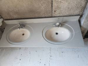 lot 80 image: 60x22 cultured stone double sink vanity top