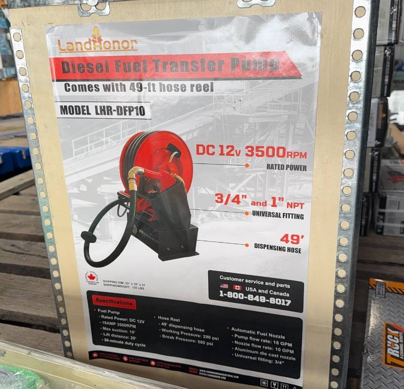 lot 9264 image: Diesel Transfer Pump with 49 Reel (LHR-DFP10)