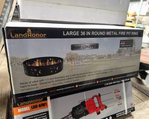 lot 9200 image: Landhonor 36 Inch Round Metal Fire Pit Ring (LDH-FPR36)