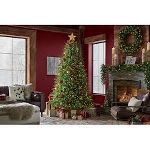 lot 2 image: Home Accents Holiday 7.5 ft. Pre-Lit LED Jackson Noble Artificial Christmas Tree T22  Customer Returns See Pictures