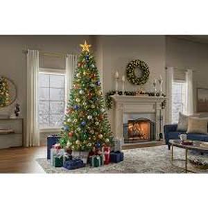 lot 3 image: Home Accents Holiday 7.5 ft. Pre-Lit LED Festive Pine Artificial Christmas Tree T5   Customer Returns See Pictures