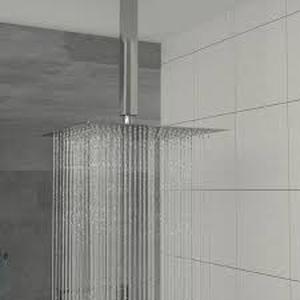 lot 19 image: Fapully 1-Spray Patterns 12 in. Wall Mount Rain Fixed Shower Head, 1.8 GPM Square Shape Head Shower in Brushed Nickel    Customer Returns See Pictures