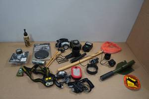 Assorted Hunting Gear -Head Lamps, De-scent, Net