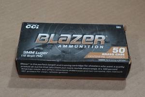 50 CCI Blazer Brass 9mm Luger 115 Gr FMJ Ammo