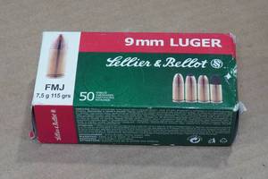 50 Sellier & Bellot 9mm Luger 115 Gr FMJ Ammo