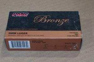 50 PMC Bronze 9mm Luger 115 Gr FMJ Ammo