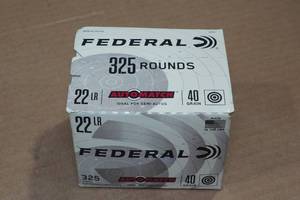 325 Federal Automatch .22 LR 40 Gr RN Ammo