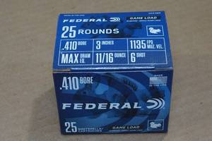 25 Federal Game Load .410 Bore 3 6 Shot Shotshells