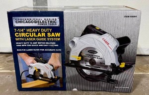 lot 21 image: CHICAGO ELECTRIC 7 14 Heavy Duty Circular Saw wLaser Guide NEW IN BOX