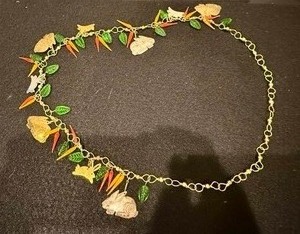 lot 56 image: Folk Art Fetish Necklace wRabbitsCarrotsLeaf Accents