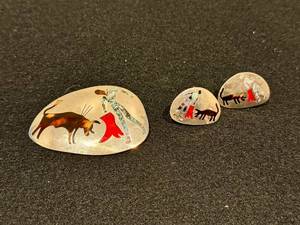 lot 61 image: Vintage 925 Matador PendantBrooch & Earring Set