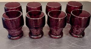 lot 54 image: Deep Amethyst Honeycomb Base Glasses