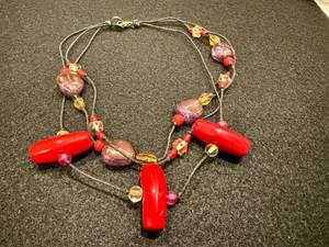 lot 84 image: Vintage TERESA GOODALL Triple Strand Corded Necklace