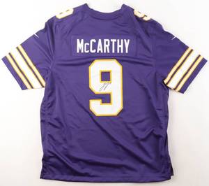 lot 26 image: Nike J.J. McCarthy Signed Minnesota Vikings Jersey (Beckett)