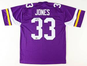 lot 20 image: Aaron Jones Signed Minnesota Vikings Pro Style Jersey (JSA & PIA)