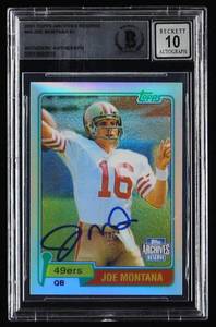 lot 17 image: Joe Montana Signed 2001 Topps Archives Reserve #40 81 (BGS  Autograph Grade 10)