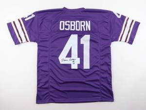 lot 37 image: Vikings Great Dave Osborn Signed Minnesota Vikings Pro Style Jersey (JSA)