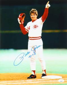 lot 30 image: Pete Rose Signed Reds 11x14 Photo Inscribed 4192 (JSA)