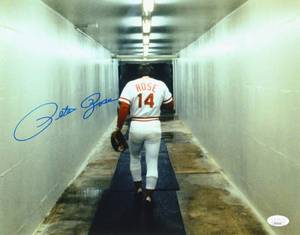 lot 29 image: Pete Rose Signed Reds 11x14 Photo (JSA)
