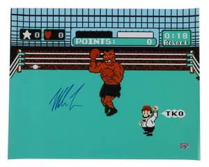 lot 4 image: Large Mike Tyson Signed Punch-Out 16x20 Photo (Tyson)