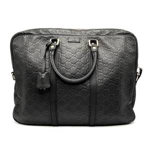 lot 7A image: Gucci GG Black Guccissima Leather Briefcase Bag $2,000 Used Retail