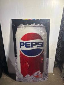 lot 16 image: Large Vintage Large Pepsi Advertising Sign  Machine Panel with Ice-Cold Can Graphic