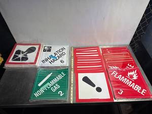 lot 32 image: Bulk Safety Labels  Non-Flammable, Flammable, Hazard - 200  Pcs