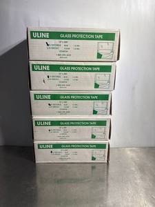 lot 41 image: Five Rolls of Uline Glass Protection Tape, 12x200, 1.6 Mil, ClearBlue