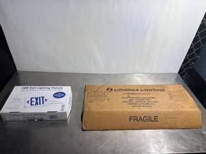 lot 42 image: LED Exit Lighting Fixture & Lithonia Lighting Boxed Set