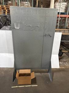lot 46 image: Durable Metal Pegboard Organizer with Hooks Industrial Tool Storage Panel