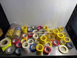 lot 53 image: Large Assorted Lot of Colored Adhesive Tape Rolls in Various Sizes, Multi-Purpose Use