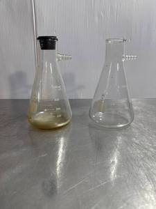 lot 71 image: Pair of 500 ml Vacuum Laboratory Filter Flasks with Rubber Lid