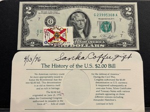 1976 $2 Dollar Postmarked Uncirculated Bill