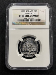 1999-S Connecticut Silver Quarter Proof NGC PF69 Ultra Cameo