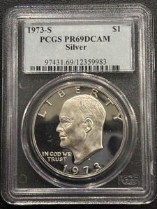 1973-S Eisenhower Dollar Silver Proof PCGS PR69 Deep Cameo