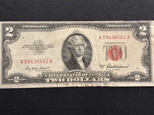 1953 A Red Seal $2 Dollar Note
