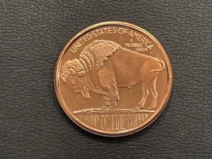 1 Ounce .999 Fine Copper Round Buffalo
