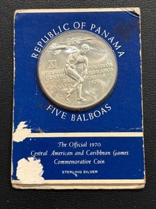 1970 Republic of Panama 5 Balboas Silver