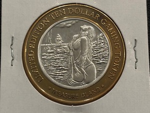 .999 Fine Silver $10 Dollar Gaming Token Treasure Island