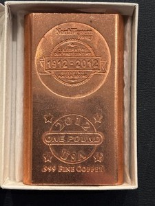 1 Pound .999 Fine Copper Bar