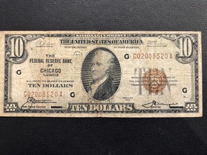1929 Brown Seal $10 Dollar National Currency Bank of Chicago