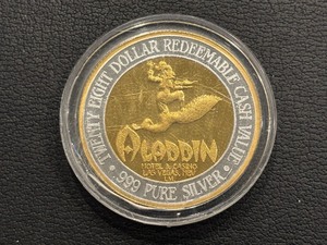 Aladdin $28 Dollar Gaming Token .999 Fine Silver and 24K Gold