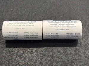 P&D Uncirculated South Dakota State Quarter Rolls